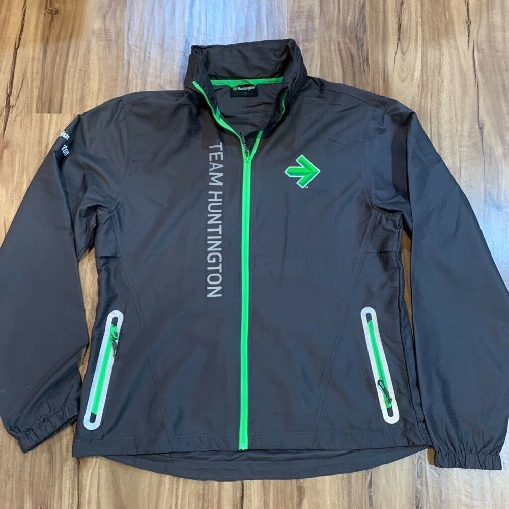 Team Huntington Womens Hooded Windbreaker Gray Ref